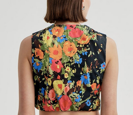 Brooklyn Cropped Floral Top Black Persimmon
