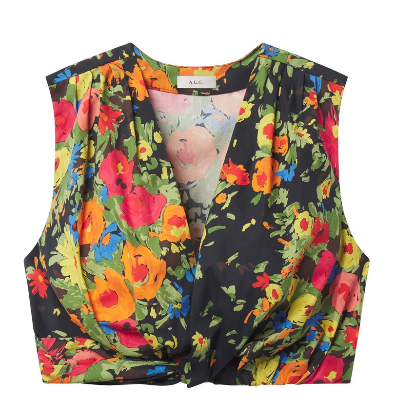 Brooklyn Cropped Floral Top Black Persimmon