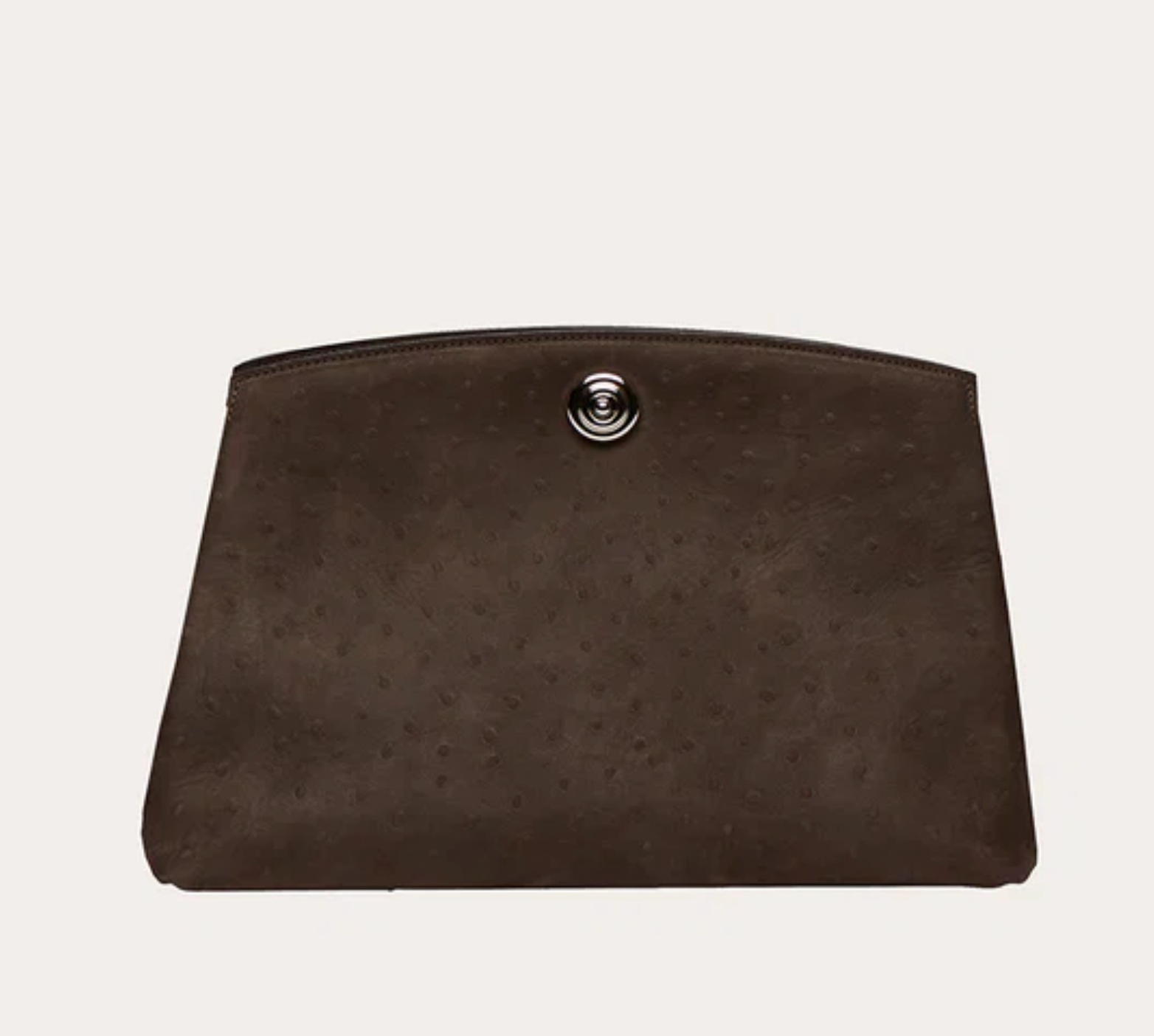 Pushlock pouch dark brown ostrich embossed