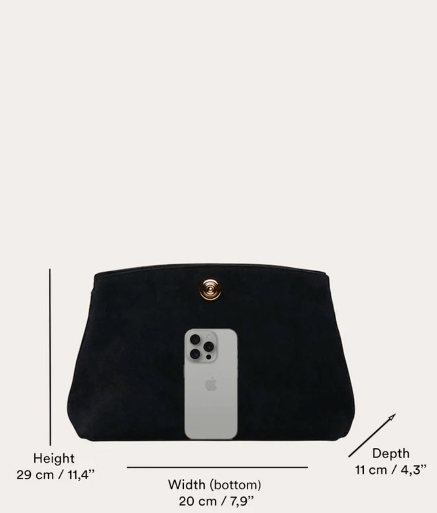 Pushlock pouch dark brown ostrich embossed