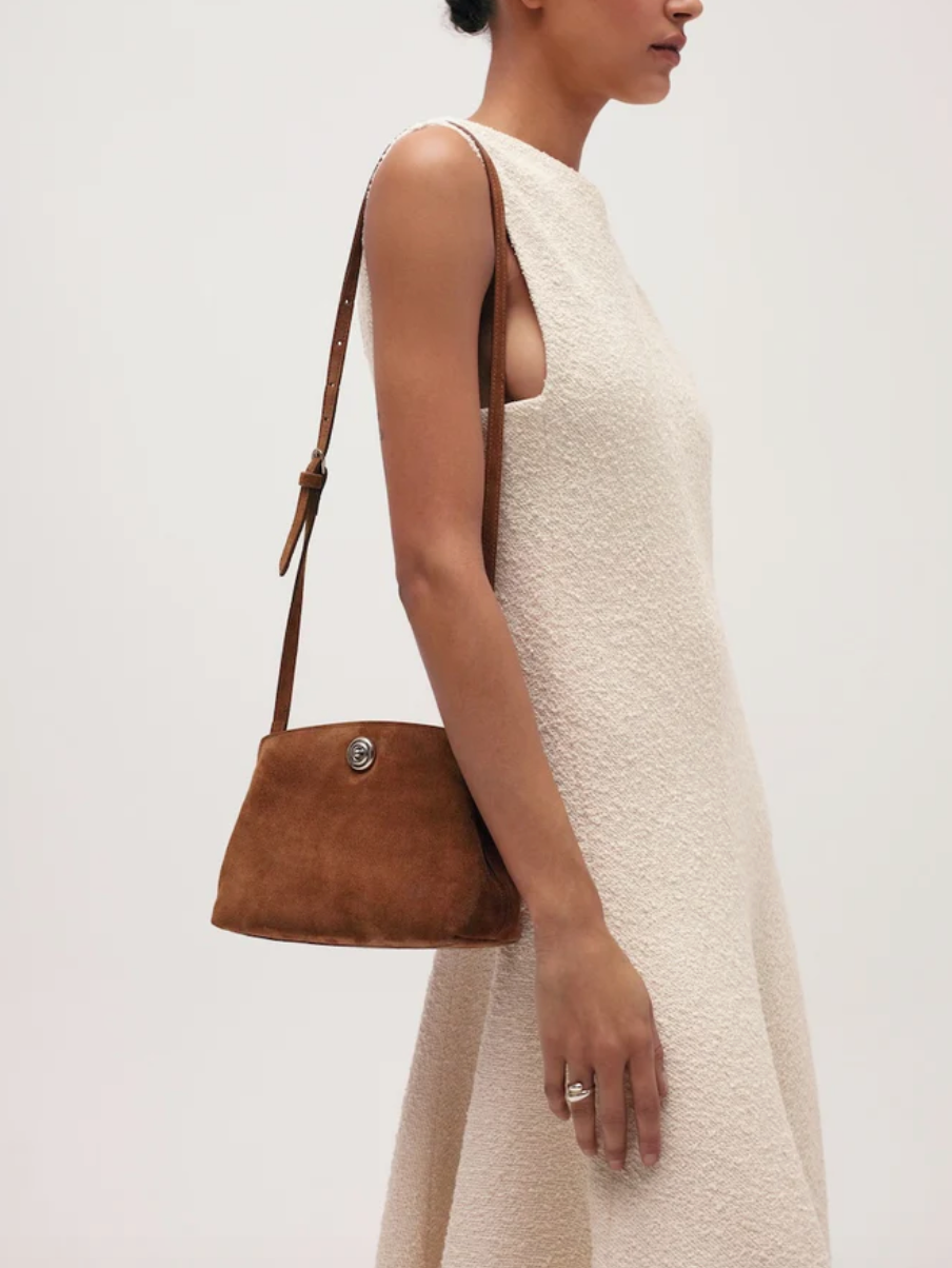 Pushlock pouch mini light brown suede