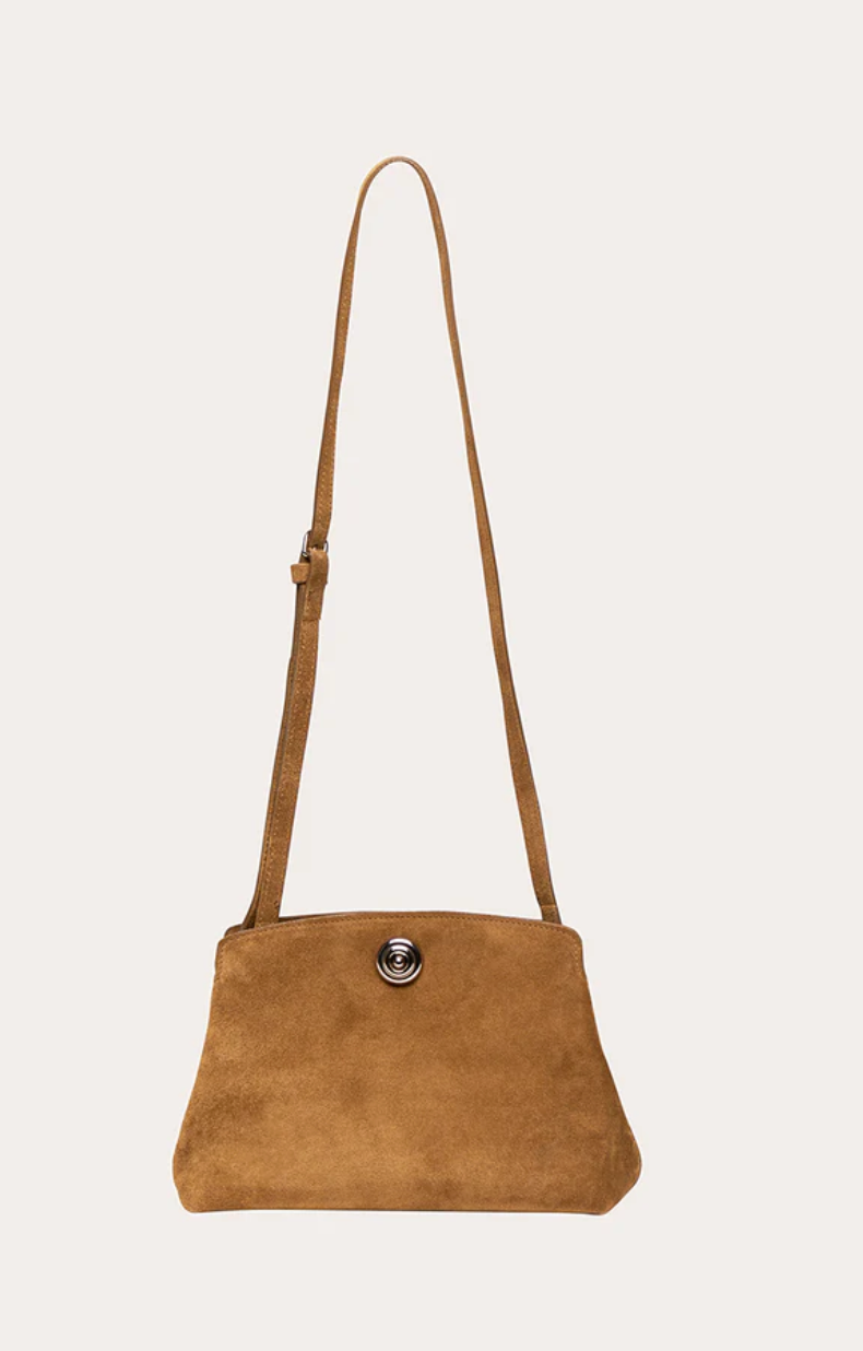 Pushlock pouch mini light brown suede