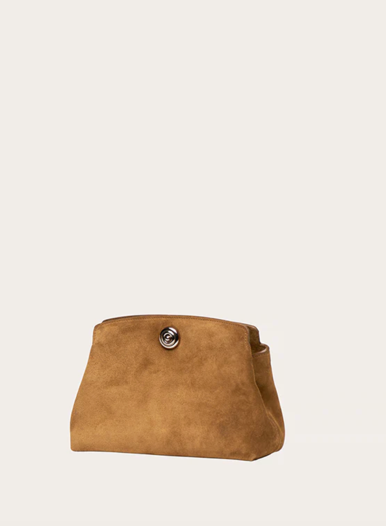 Pushlock pouch mini light brown suede