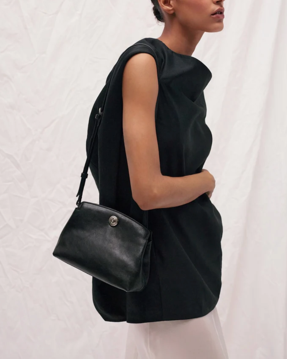 Pushlock pouch mini black leather