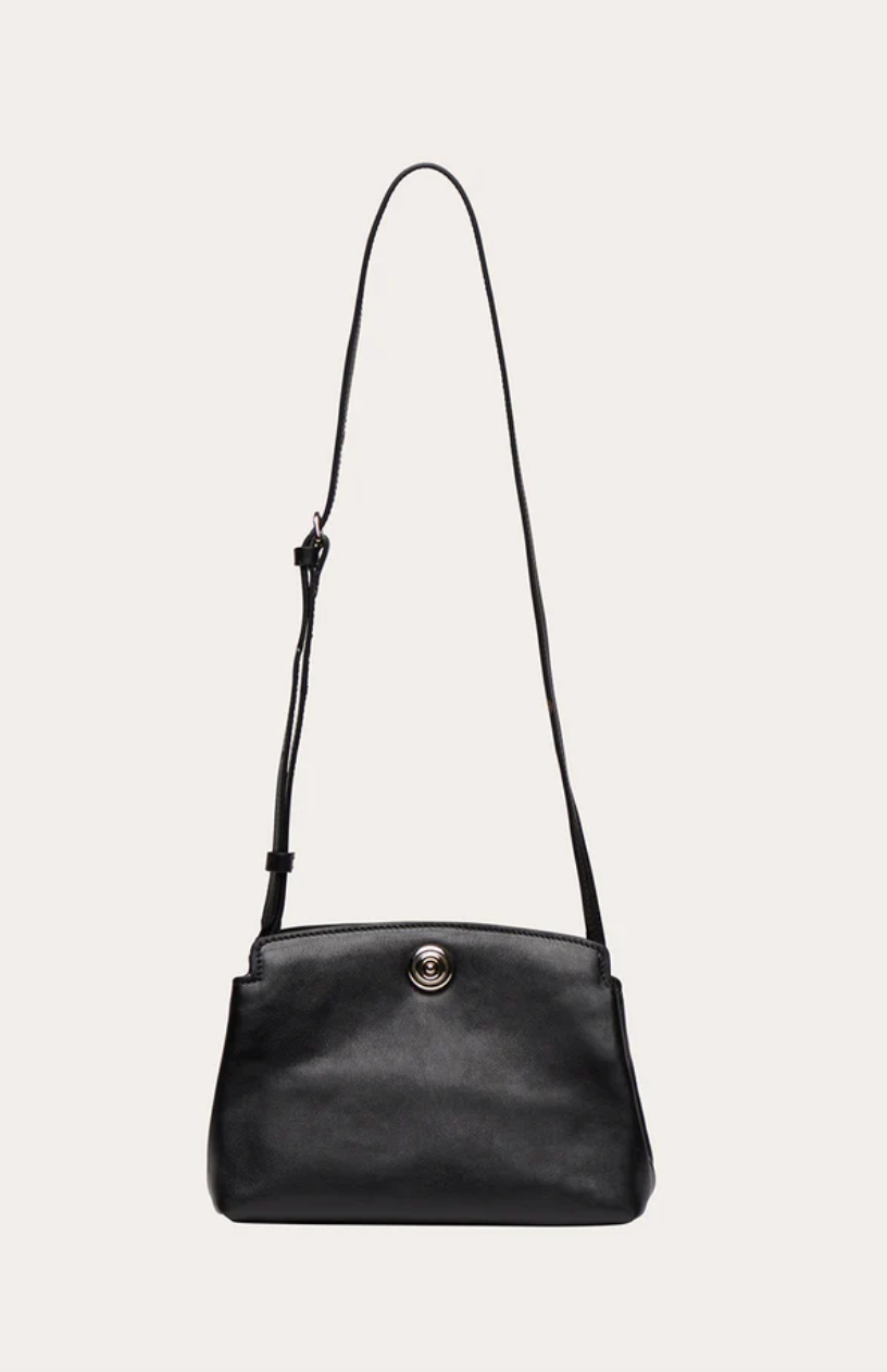 Pushlock pouch mini black leather