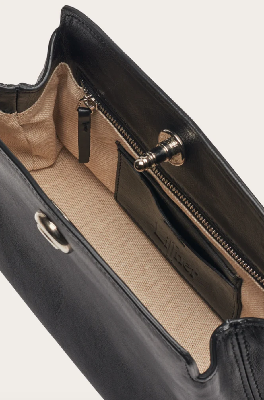 Pushlock pouch mini black leather