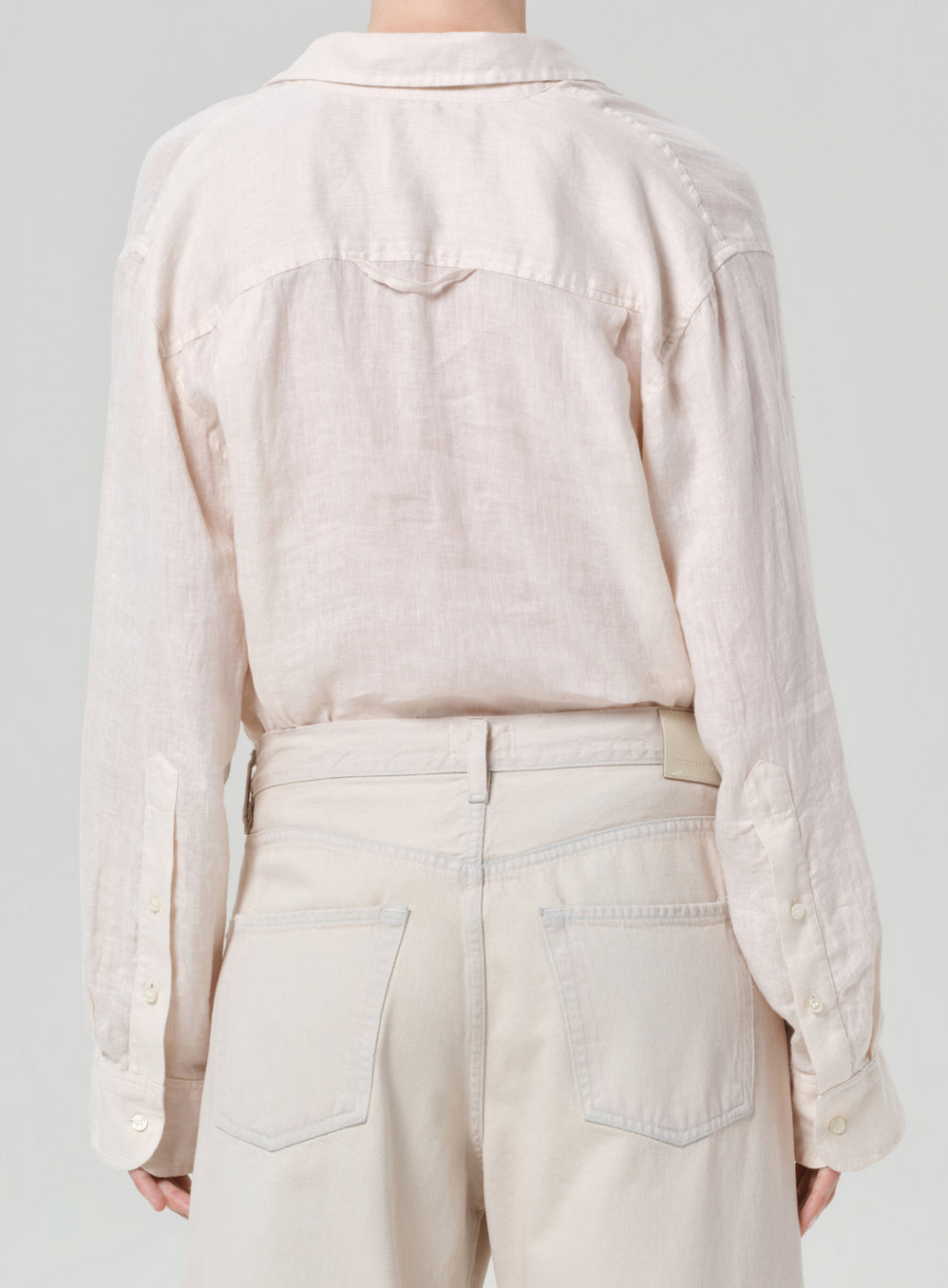 Kayla Shrunken Linen Shirt Pale Stone