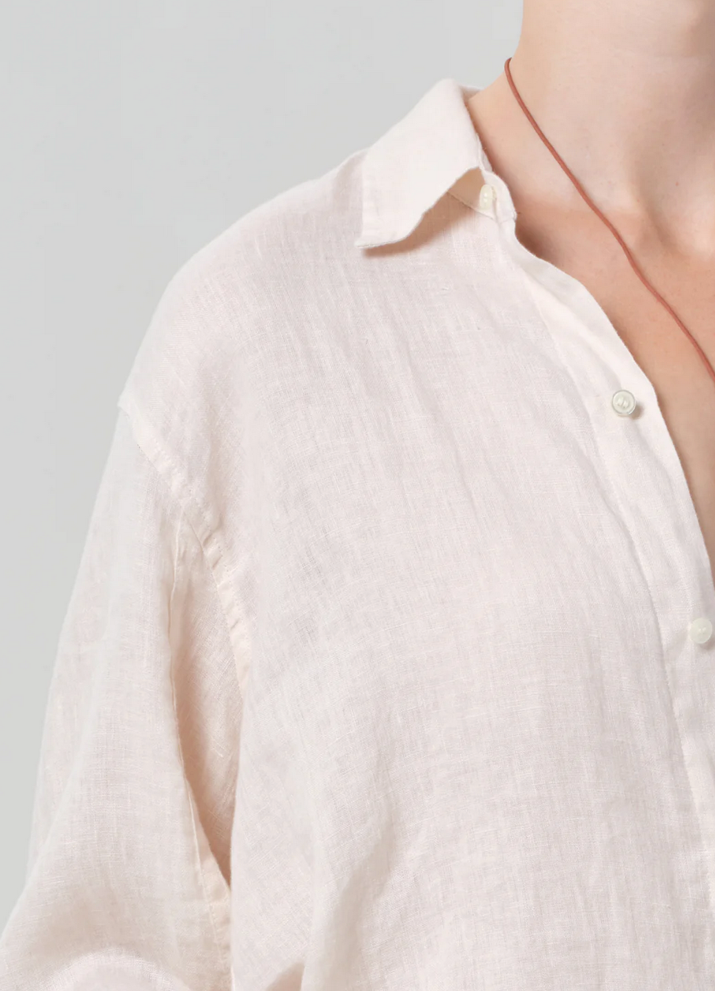 Kayla Shrunken Linen Shirt Pale Stone