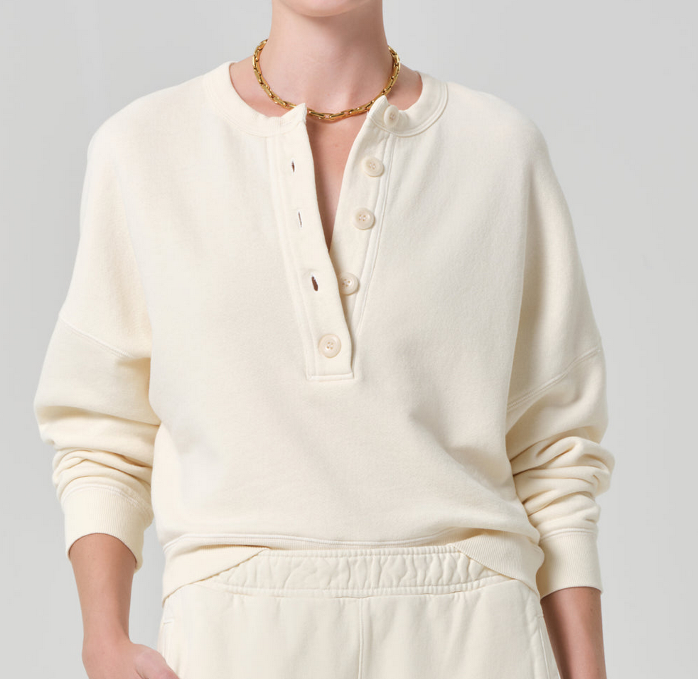Rhomboid Henley Cream