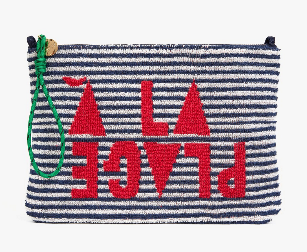 Flat Clutch w/ Tabs Deep Dive/Cream Stripe w/ Maraschino À la Plage