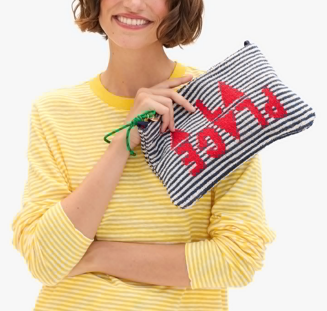 Flat Clutch w/ Tabs Deep Dive/Cream Stripe w/ Maraschino À la Plage