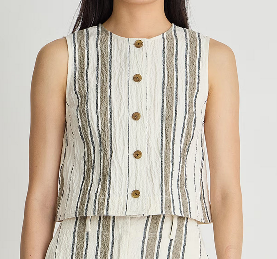 Stripe Godet Tank Affogato Stripe
