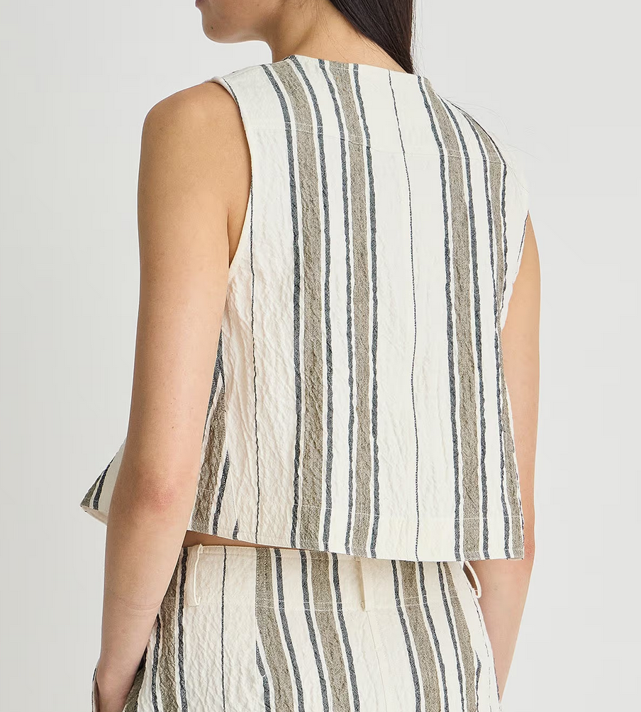 Stripe Godet Tank Affogato Stripe