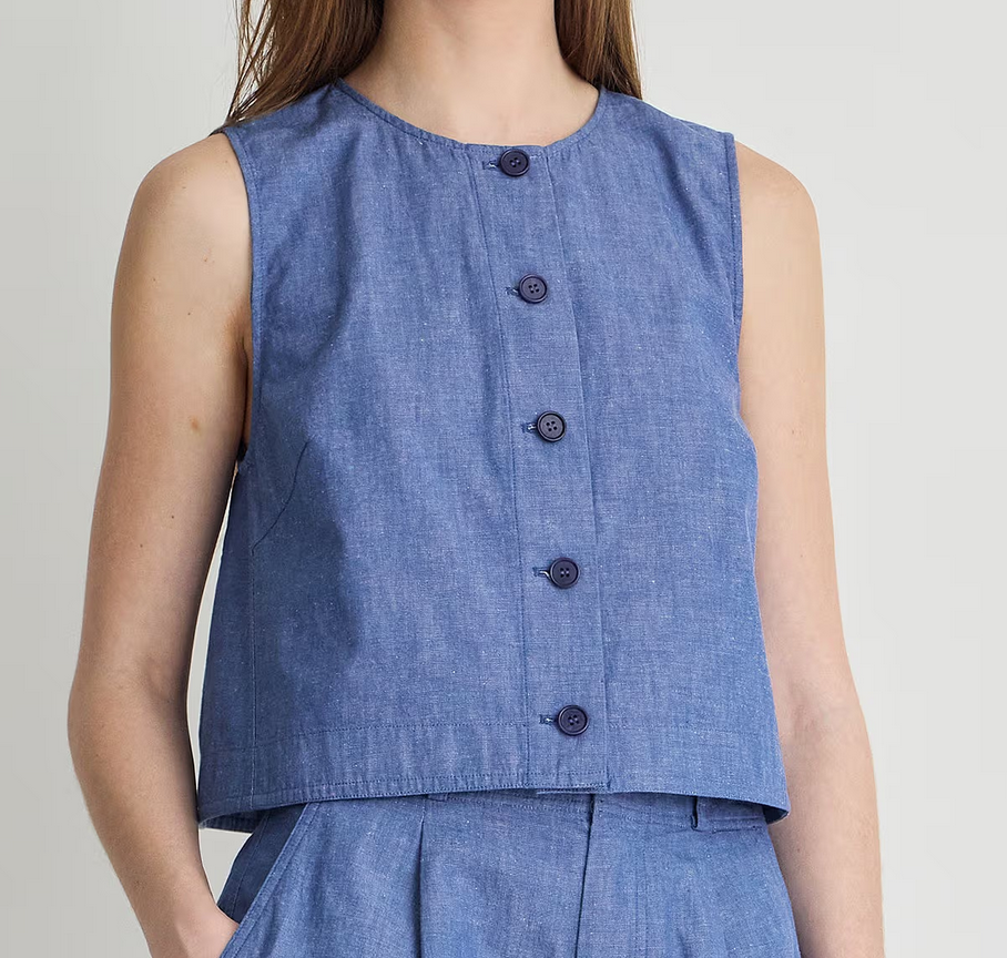 Godet Tank Chambray