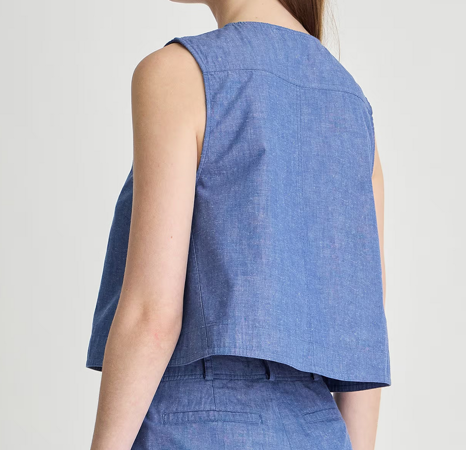 Godet Tank Chambray