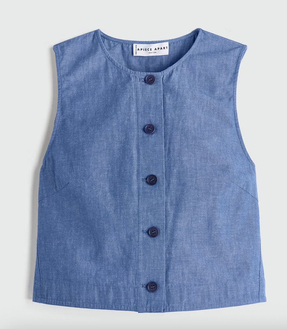 Godet Tank Chambray