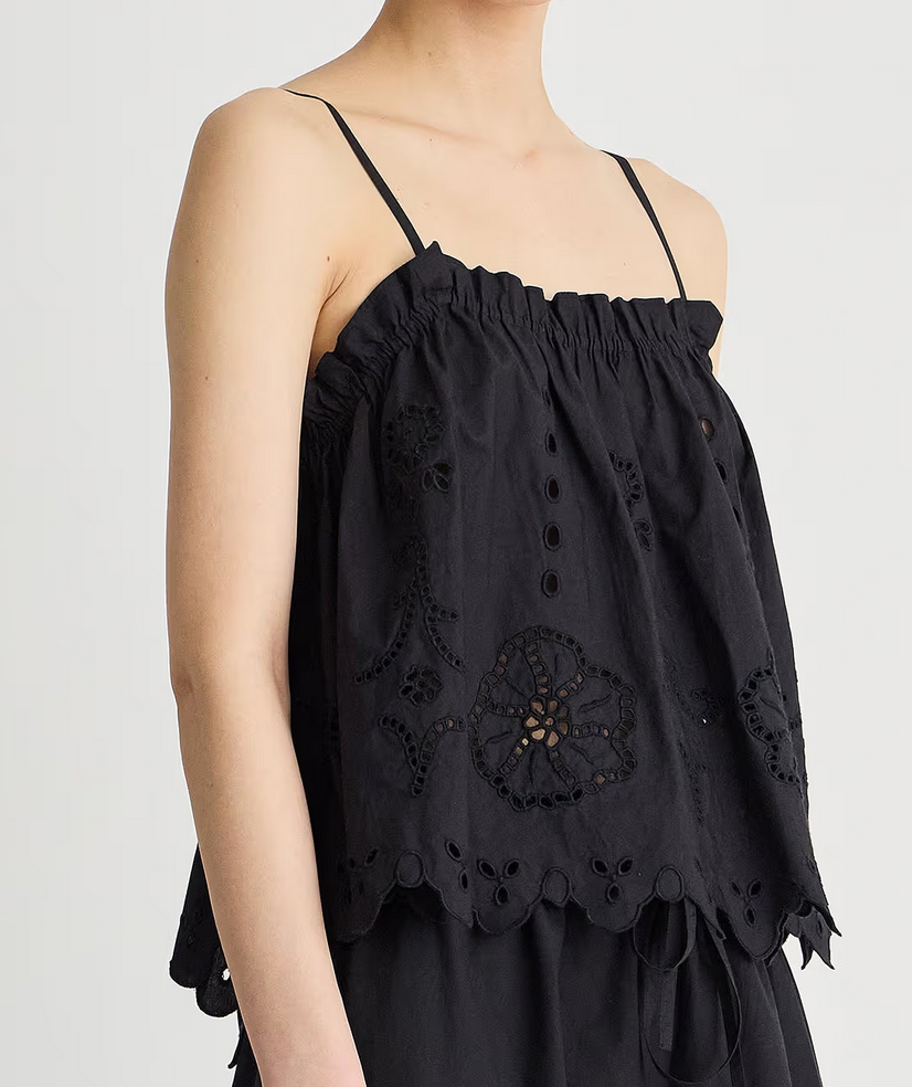 Embroidered Cami Top Black