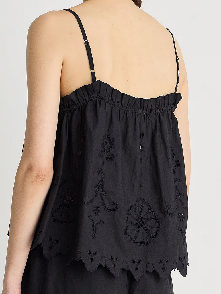 Embroidered Cami Top Black