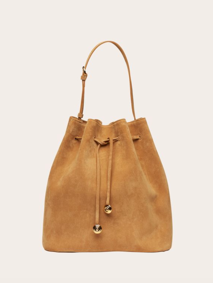 charm bucket sand suede
