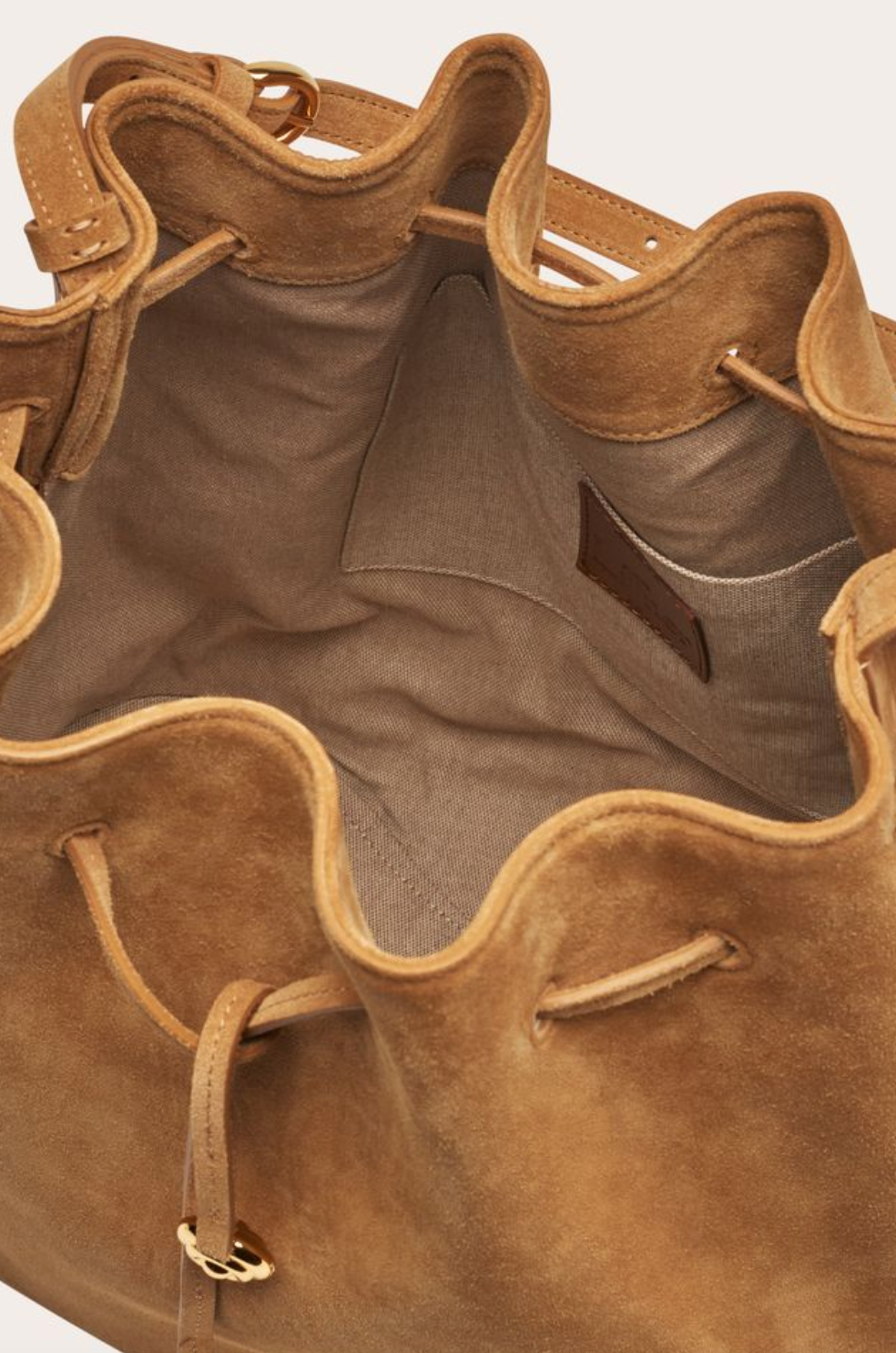 charm bucket sand suede