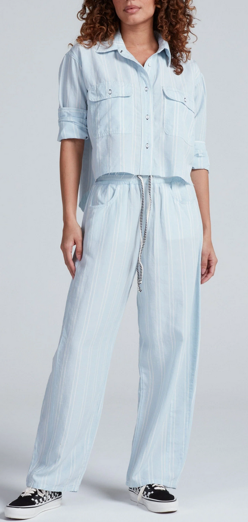 Cancun Pant Blue Linen Stripe