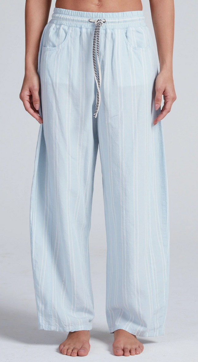 Cancun Pant Blue Linen Stripe