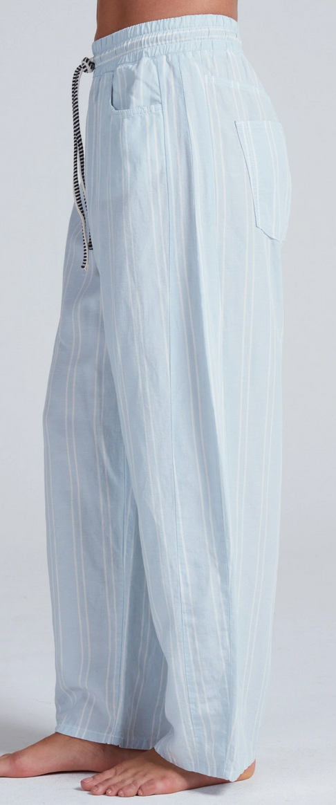 Cancun Pant Blue Linen Stripe