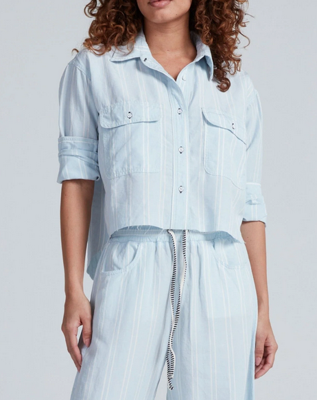 Crosby Stripe Blue Linen Stripe