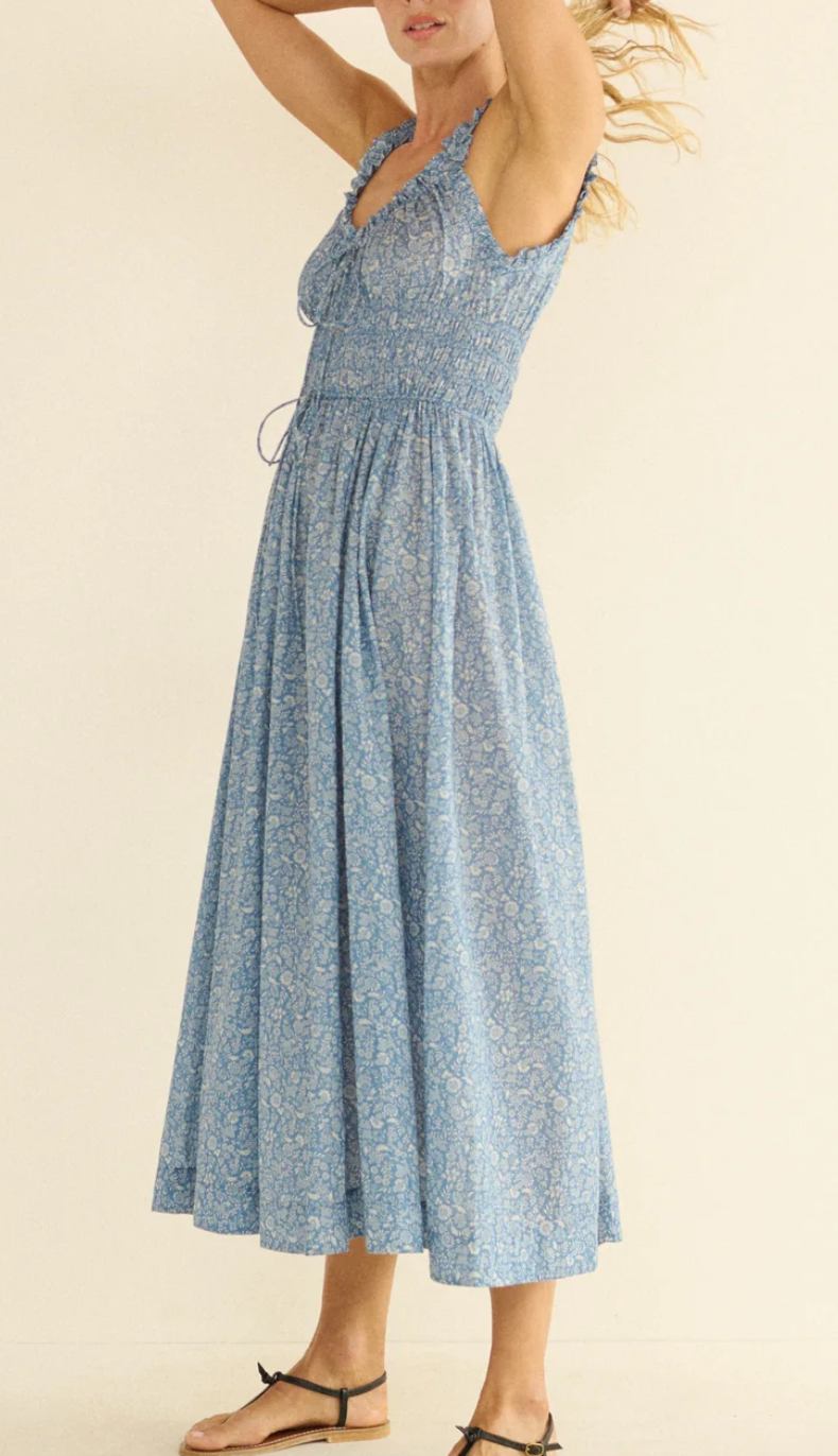 Emmaretta dress blue garden bloom