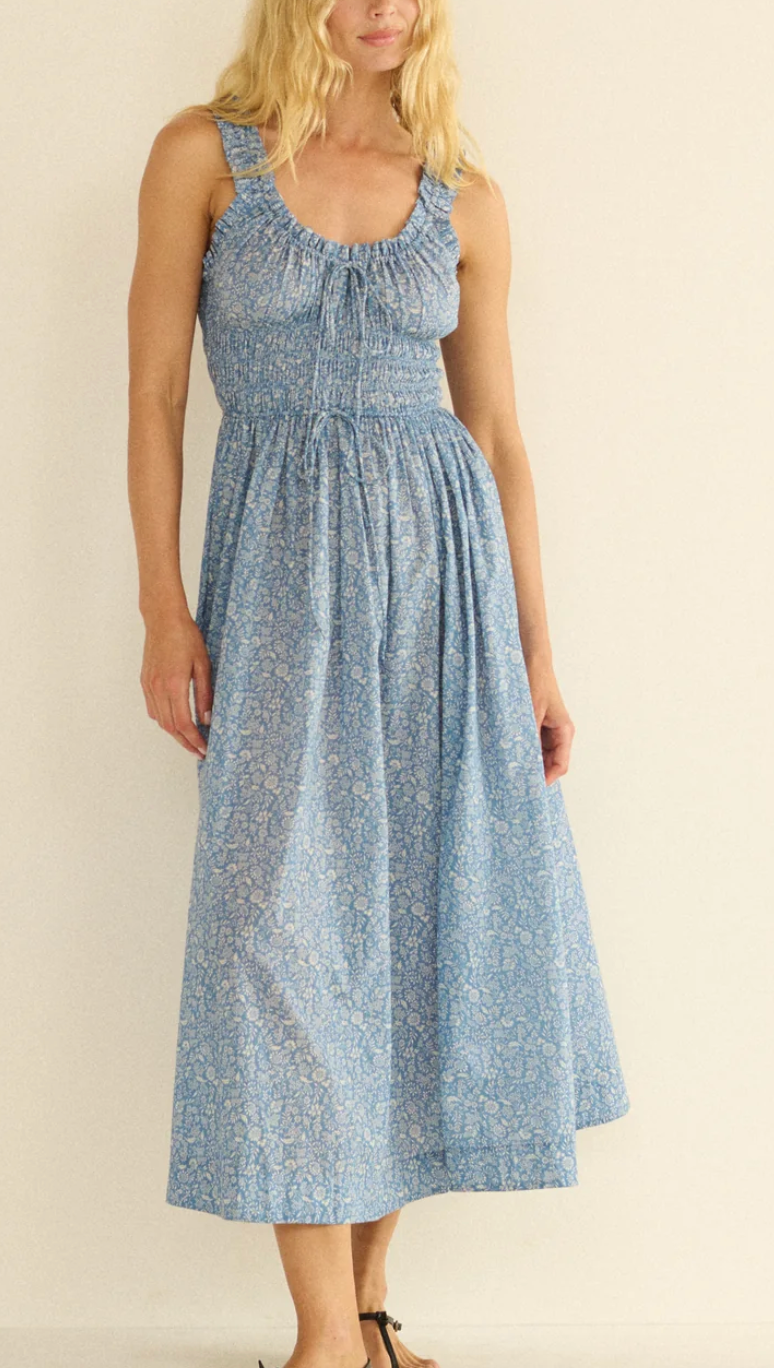 Emmaretta dress blue garden bloom