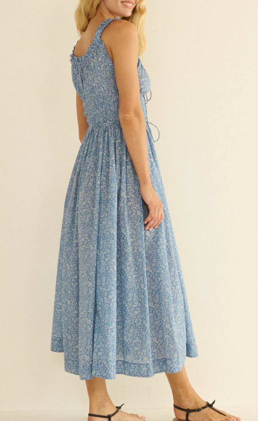 Emmaretta dress blue garden bloom
