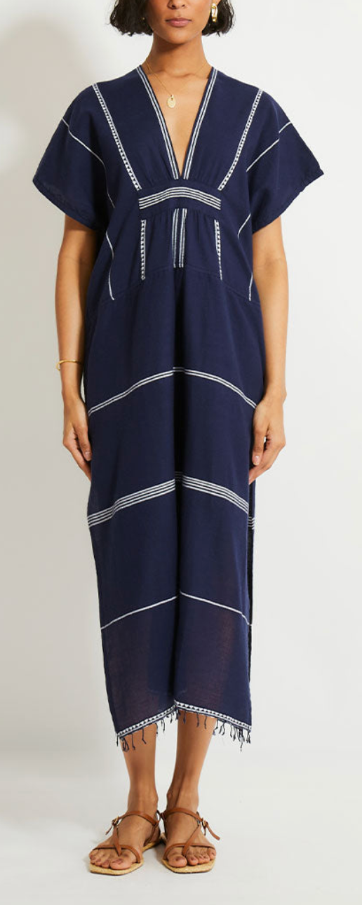 Gasira V Neck Caftan Nunu Navy