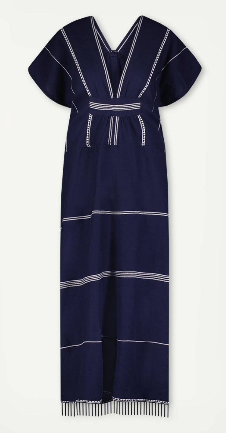 Gasira V Neck Caftan Nunu Navy