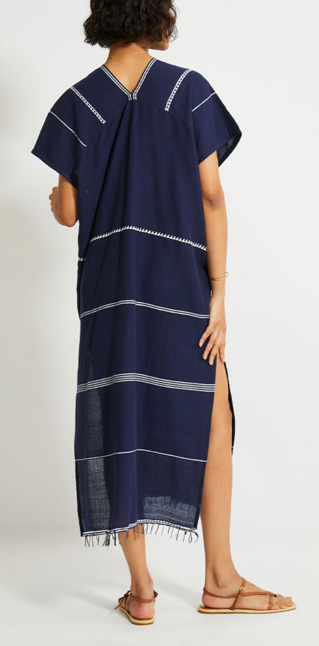 Gasira V Neck Caftan Nunu Navy