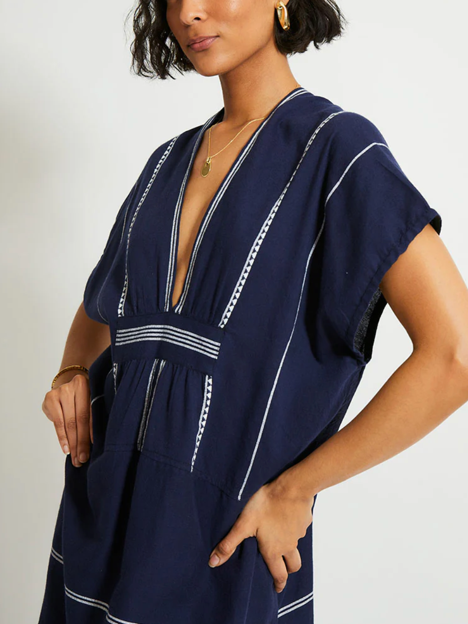 Gasira V Neck Caftan Nunu Navy
