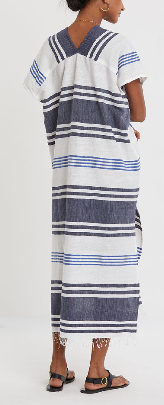 Gasira V Neck Caftan Marina Blue