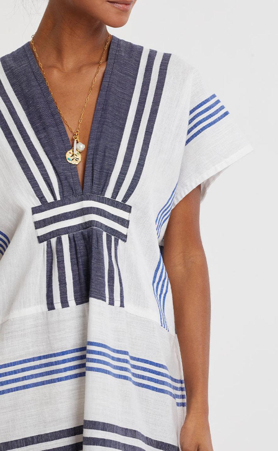 Gasira V Neck Caftan Marina Blue