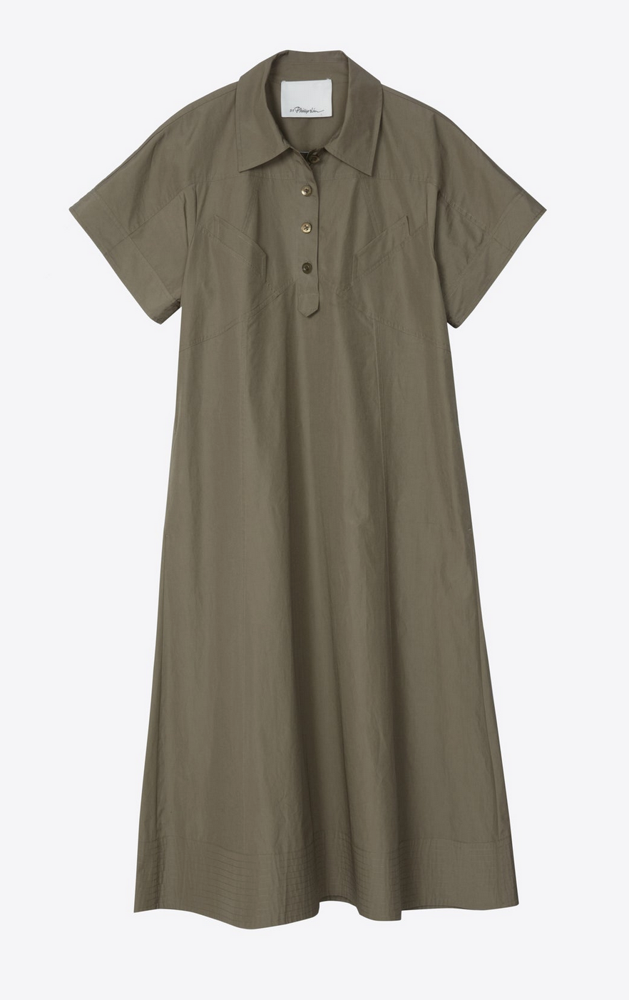 Poplin Trapese Shirt Dress Burnt Olive
