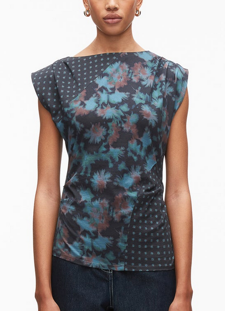 Desert Floral Patchwork Top Midnight Multi