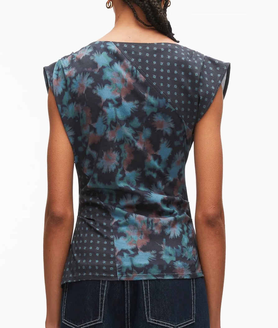 Desert Floral Patchwork Top Midnight Multi