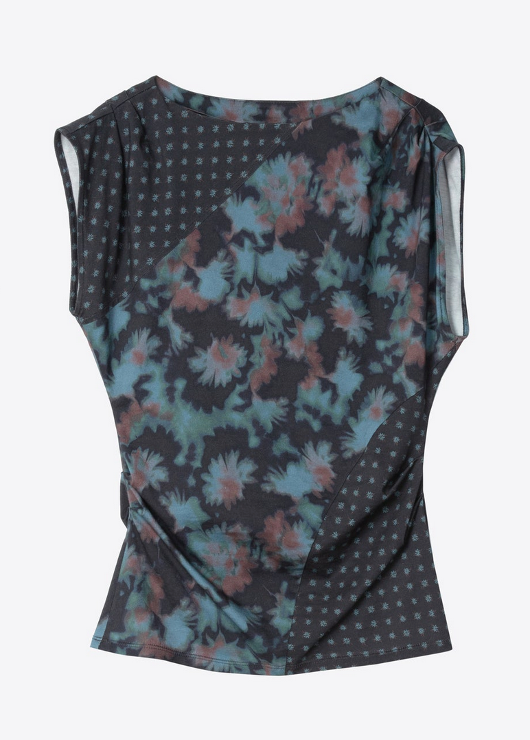 Desert Floral Patchwork Top Midnight Multi