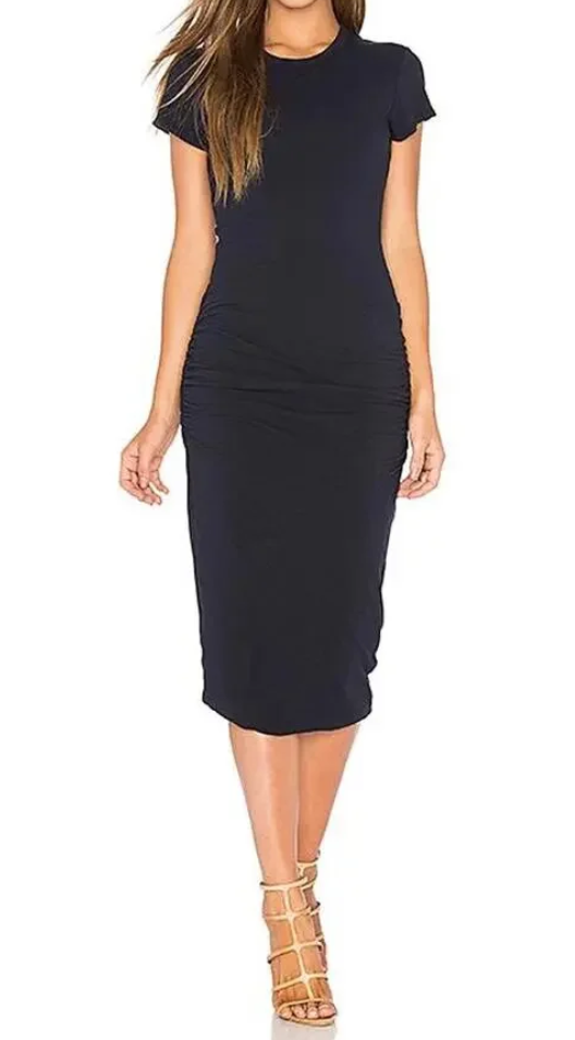 rushed t-shirt dress black