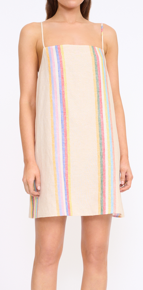Laura linen mini dress day trip stripe