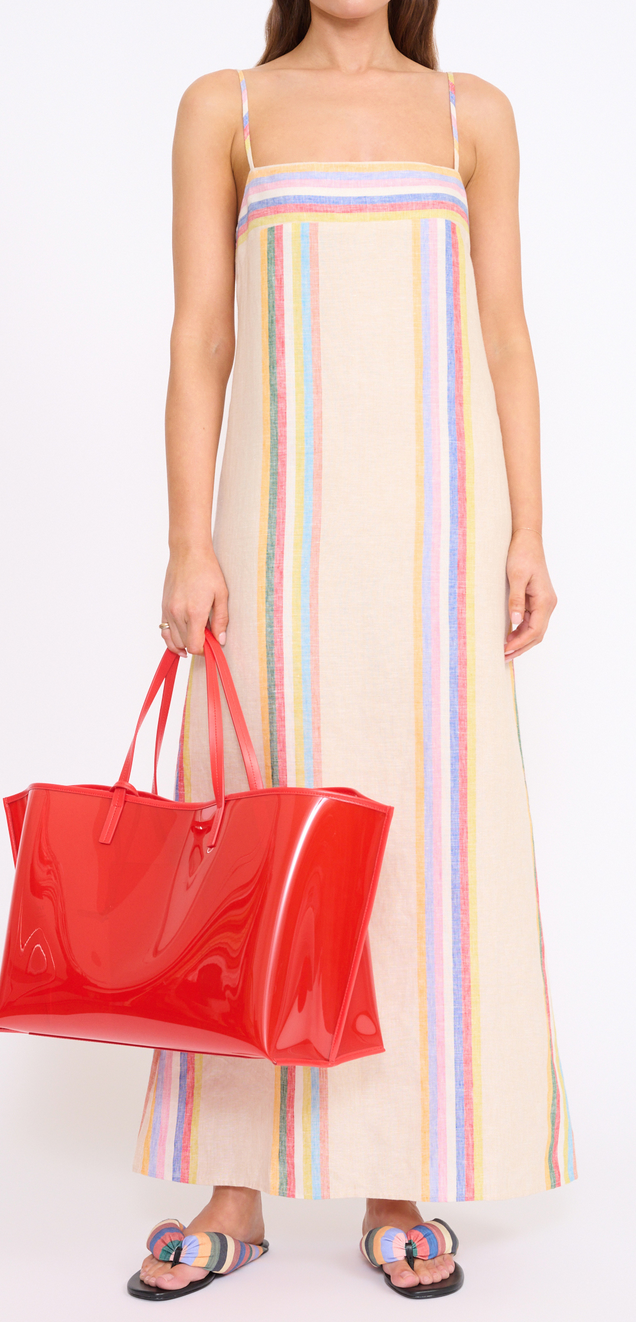 Laura linen dress day trip stripe