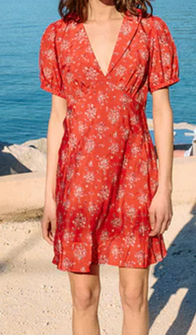 Alix red begonia silk dress