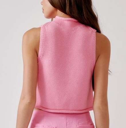 Giada Roll Neck Tank Dahlia Pink