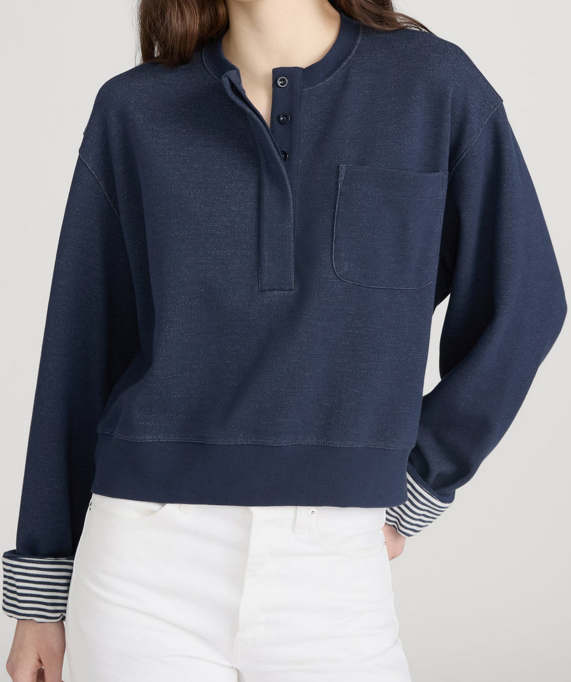Stripe cuff sweatshirt navy multi