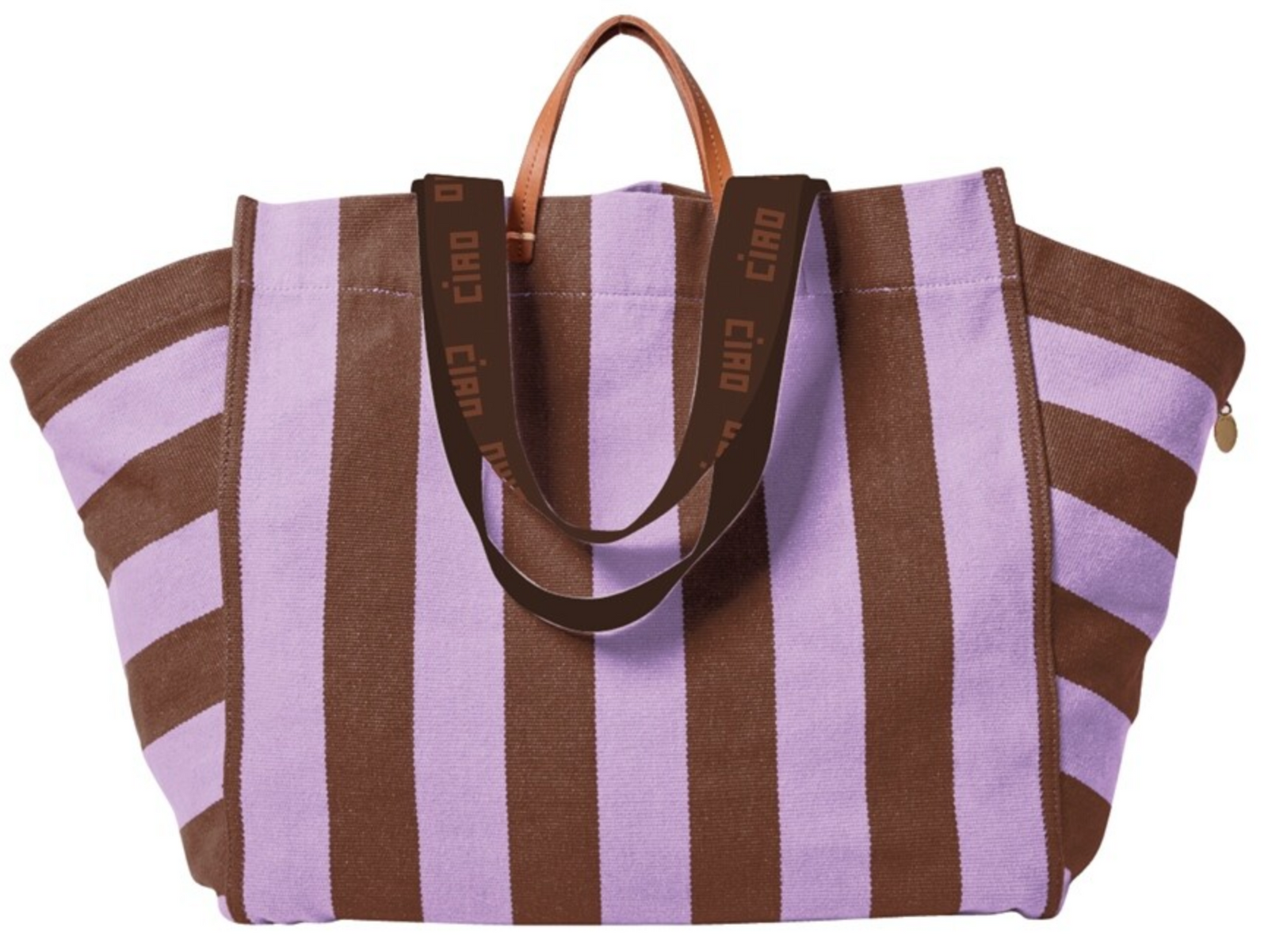 la cote tote hacaranda/hazelnut canvas stripe