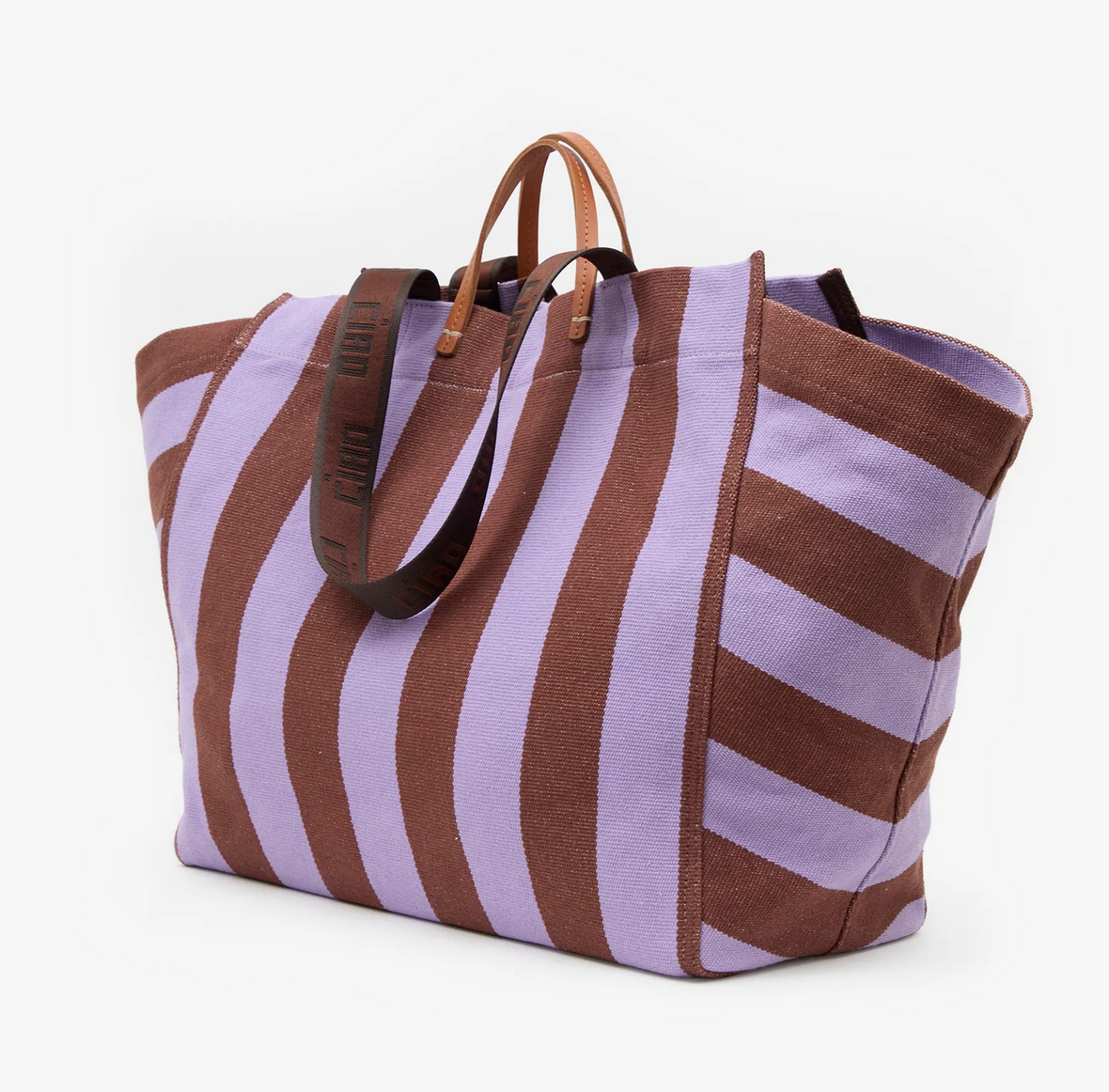 la cote tote hacaranda/hazelnut canvas stripe