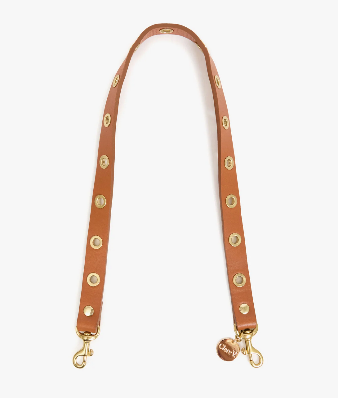 Flat Clutch w/ Tabs Jacaranda/hazelnut canvas stripe + leather grommet shoulder strap